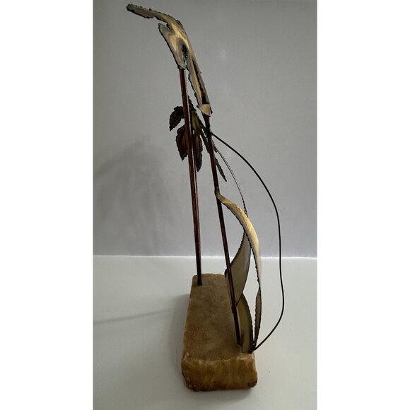 Vintage Mario Jason Signed Brass Sailboat & Palm Trees Onyx Base 12" Tall Retro - Picture 6 of 9